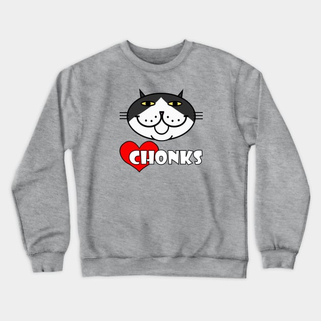 Heart Chonks - Tuxedo Cat Crewneck Sweatshirt by RawSunArt